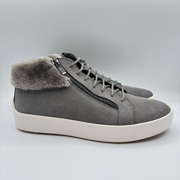 Russel Park Oliver Faux Fur-Trim Suede Grey High Top Sneakers Boots Men’s 10 - Picture 2 of 8